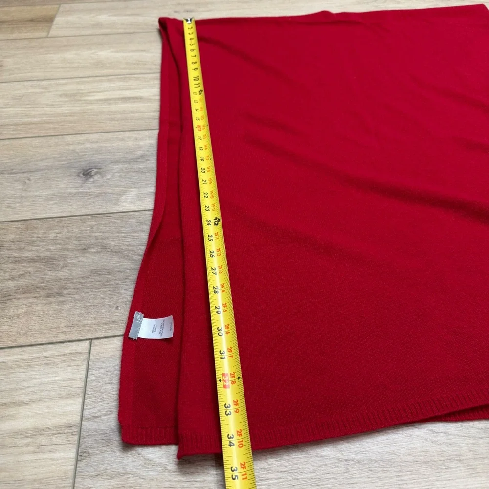 J. Jill Red Wool Cashmere Blend Knit Wrap Scarf Big Oversized Cozy Soft Scandi - Picture 4 of 4